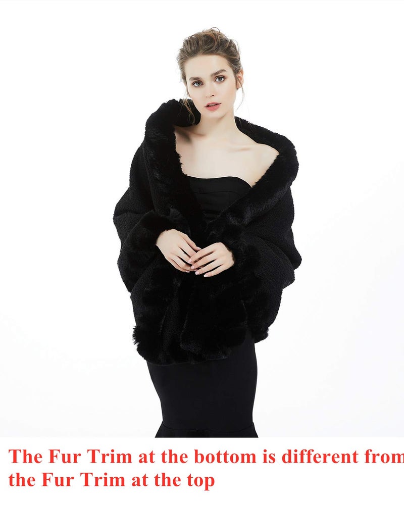 BEAUTELICATE Women Faux Fur Shawl Bridal Cape Wedding Faux Lambs Wool Shrug - Image 3